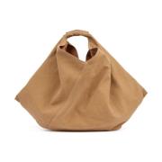 MM6 Maison Margiela Canvas Axelväska med Draperad Detalj Beige, Dam