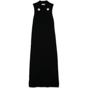 Jil Sander Elegant Svart Stickad Klänning Black, Dam