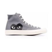 Comme des Garçons Play Grå Bomull Sneakers med Hjärta Blue, Dam