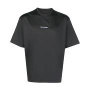 Jil Sander Svart Logotyp Tryck Bomull T-shirt Black, Herr