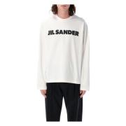 Jil Sander Logo Bomull T-shirt Porslin Vit White, Herr