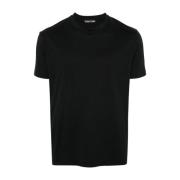 Tom Ford Svart Bomull Crew Neck T-shirt Black, Herr