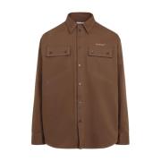 Off White Kräm Stitch Militär Overshirt Brown, Herr