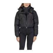 Tommy Jeans Svart Polyester Jacka & Kappa Kollektion Black, Dam