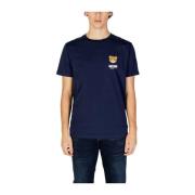 Moschino Blå Bomull Crew Neck T-shirt Blue, Herr