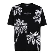 Balmain Vintage T-shirt med palmträdtryck Black, Herr