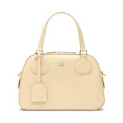 Courrèges Elegant läderväska med metalllogo Beige, Dam