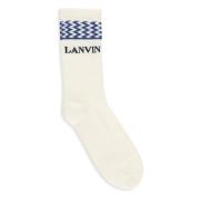 Lanvin Ivory Bomullsstrumpor med Logodetalj Beige, Herr