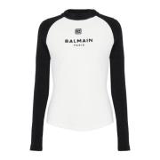 Balmain Retro PB bouclette jersey jumper White, Dam