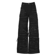 Who Decides War Svarta Bomullsjeans med Broderier Black, Herr