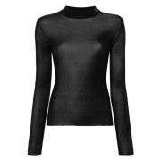 Saint Laurent Svart Silke Mock Neck Tröja Black, Dam