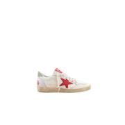 Golden Goose Röd Stjärna Swarovski Kristall Häl Sneakers White, Dam