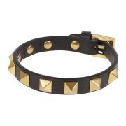 Valentino Garavani Läder Studed Armband (8x8mm) Black, Herr