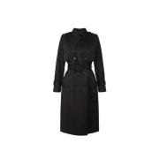 Elisabetta Franchi Jacquard Tekniskt Tyg Trench Coat Black, Dam