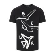 Comme des Garçons Svart Grafiskt Logotyp Bomull T-shirt Black, Herr