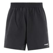 Jil Sander Svart Logotyp Tryck Elastisk Midja Shorts Black, Herr