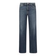 7 For All Mankind Stretch bomull straight leg jeans Blue, Dam