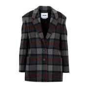 Msgm Tartan Ull Blazer Gray, Dam