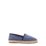 Chloé Broderade Denim Espadriller med Rep Detalj Blue, Dam