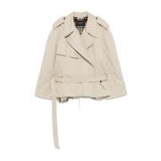 Balenciaga Beige Oversize Bomull Trench Coat Beige, Dam