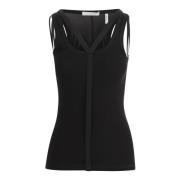 Helmut Lang Svart tanktop med båtringning Black, Dam