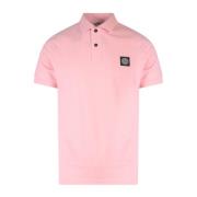 Stone Island Stretch Bomull Polo Shirt med Logo Pink, Herr