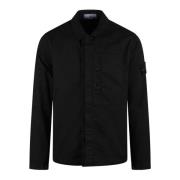 Stone Island Bomull Overshirt Jacka med Logo Patch Black, Herr