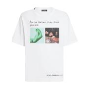 Dolce & Gabbana Avslappnad Bomull T-shirt i Svart White, Herr