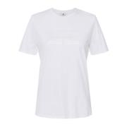 Elisabetta Franchi Bomull Jersey T-shirt med Logobroderi White, Dam