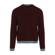 Gucci Bordeaux Azzurro Wool Pullover Brown, Herr