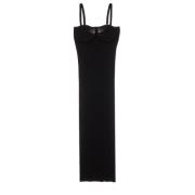 Helmut Lang Svart Eyelet Bra Midi Klänning Black, Dam