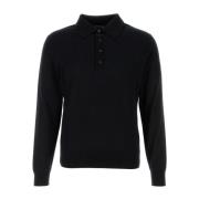 Tom Ford Ren Ull Långärmad Polo Black, Herr