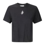 JW Anderson Broderad Logga Crop T-shirt Black, Dam