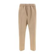 Jil Sander Elastiska midjor i ullbyxor med fickor Brown, Herr