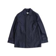 Burberry Navy Blue Gabardine Trench Jacket Blue, Herr