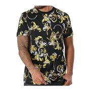 Versace Jeans Couture Blommig Tryck Bomull T-shirt Black, Herr