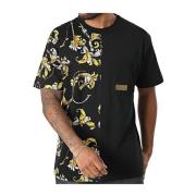 Versace Jeans Couture Svart blommig T-shirt med metalllogo Black, Herr