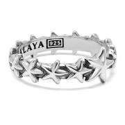 Nialaya Men's Sterling Silver Star Band Ring Gray, Herr