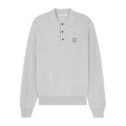 Maison Kitsuné Broderad Foxy Patch Ull Polo Tröja Gray, Herr