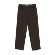 Lemaire Mörkbruna Straight Pants Brown, Herr