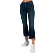 Mother Crop Step Fray Jeans Home Movies Blue, Dam