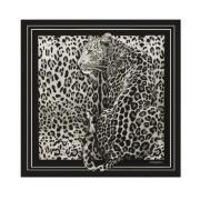 Dolce & Gabbana Leopardmönstrad Sidenscarf Black, Dam