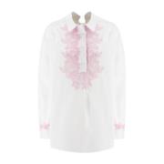 Ermanno Scervino Blommig broderad skjorta med rosett detalj White, Dam