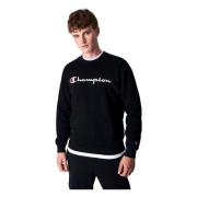 Champion Svart Broderad Logga Crewneck Sweatshirt Black, Herr