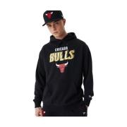 New Era Svart Bulls Team Script Hoodie Black, Herr