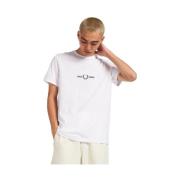 Fred Perry Vit Broderad T-shirt White, Herr