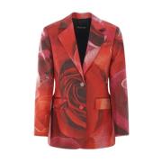 Roberto Cavalli Röd silkejacka Garden Rose Print Red, Dam