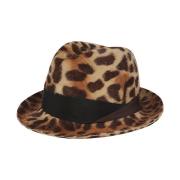 Borsalino Leopard Päls Hatt med Logoband Brown, Dam