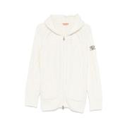 Ermanno Scervino Vit Cable-Knit Classic Hood Jacka White, Dam