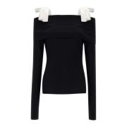 Rotate Birger Christensen Svart Off-Shoulder Tröja med Band Black, Dam